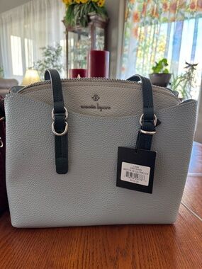 Nanette Lepore Misty Blue and Black Colorblock Satchel